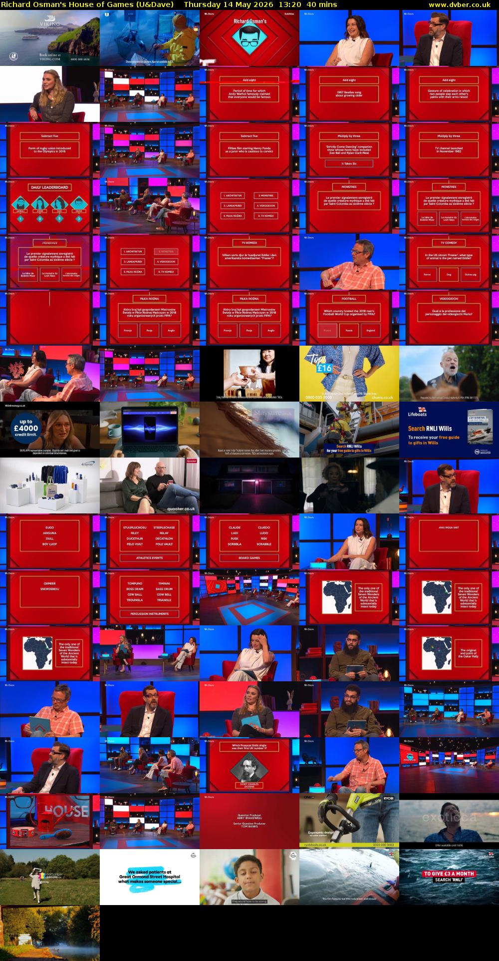Richard Osman's House of Games (U&Dave) Thursday 14 May 2026 13:20 - 14:00