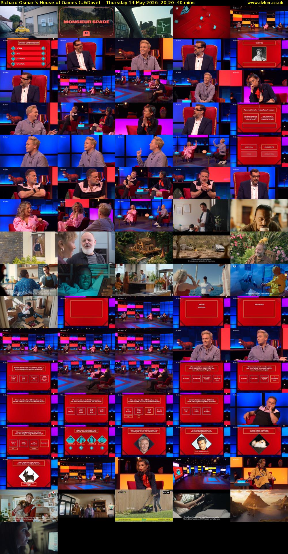 Richard Osman's House of Games (U&Dave) Thursday 14 May 2026 20:20 - 21:00