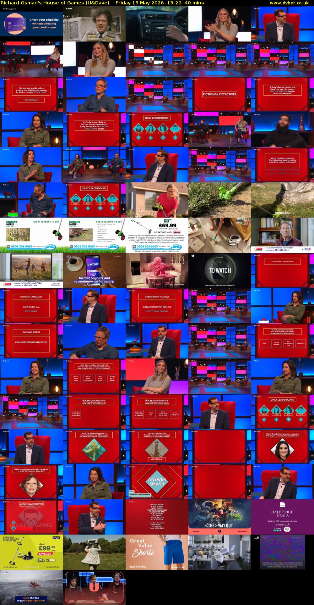 Richard Osman's House of Games (U&Dave) Friday 15 May 2026 13:20 - 14:00
