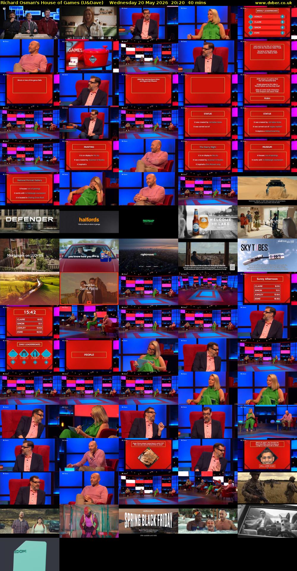 Richard Osman's House of Games (U&Dave) Wednesday 20 May 2026 20:20 - 21:00