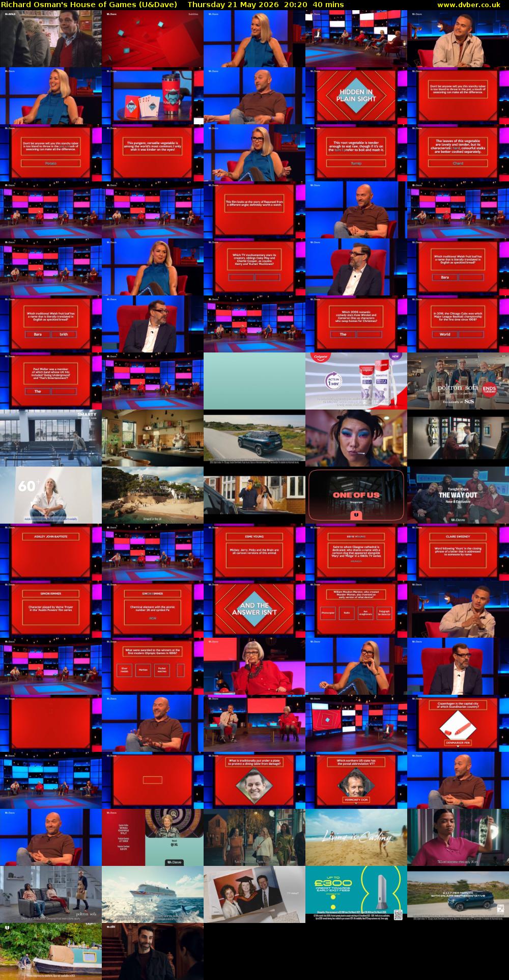 Richard Osman's House of Games (U&Dave) Thursday 21 May 2026 20:20 - 21:00