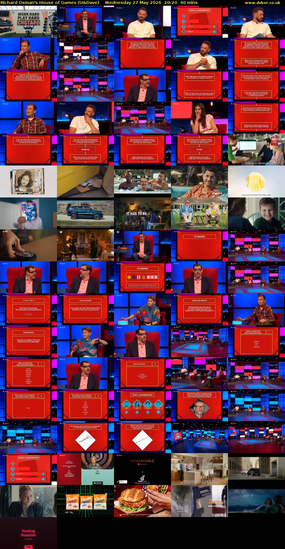 Richard Osman's House of Games (U&Dave) Wednesday 27 May 2026 20:20 - 21:00