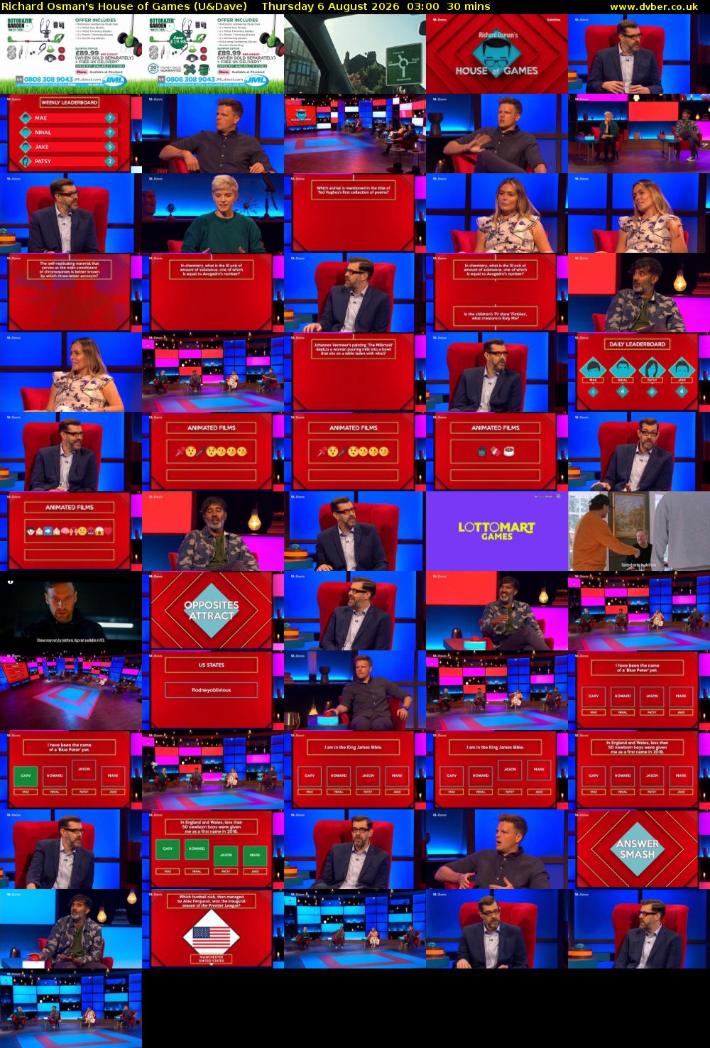 Richard Osman's House of Games (U&Dave) Thursday 6 August 2026 03:00 - 03:30