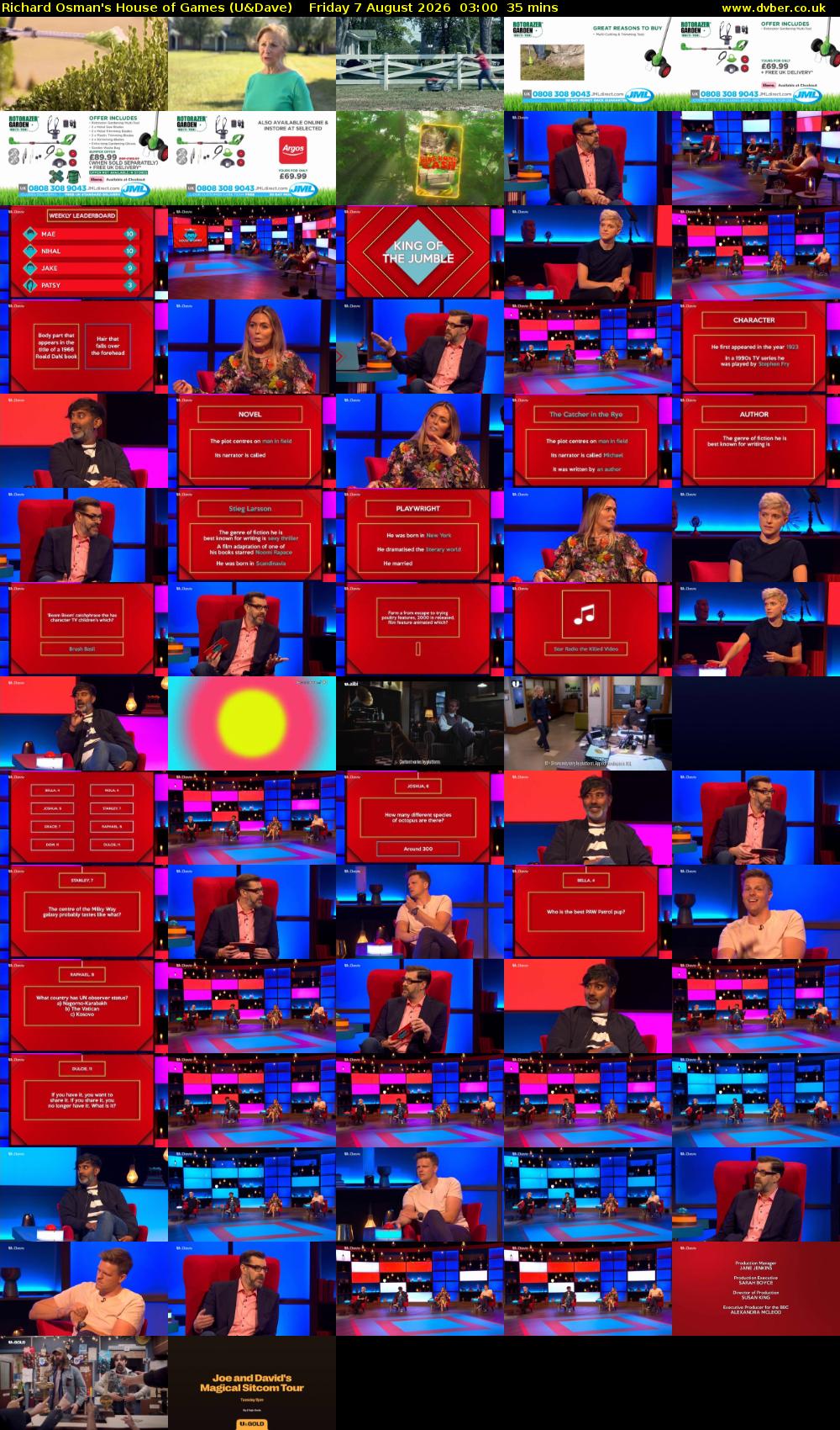 Richard Osman's House of Games (U&Dave) Friday 7 August 2026 03:00 - 03:35