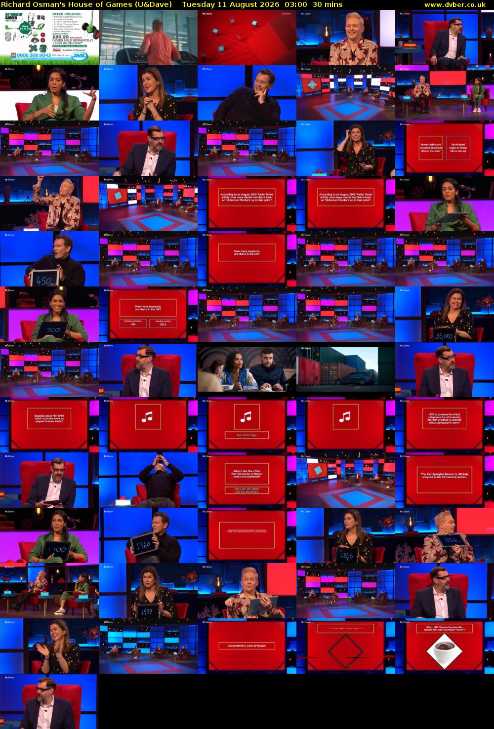 Richard Osman's House of Games (U&Dave) Tuesday 11 August 2026 03:00 - 03:30