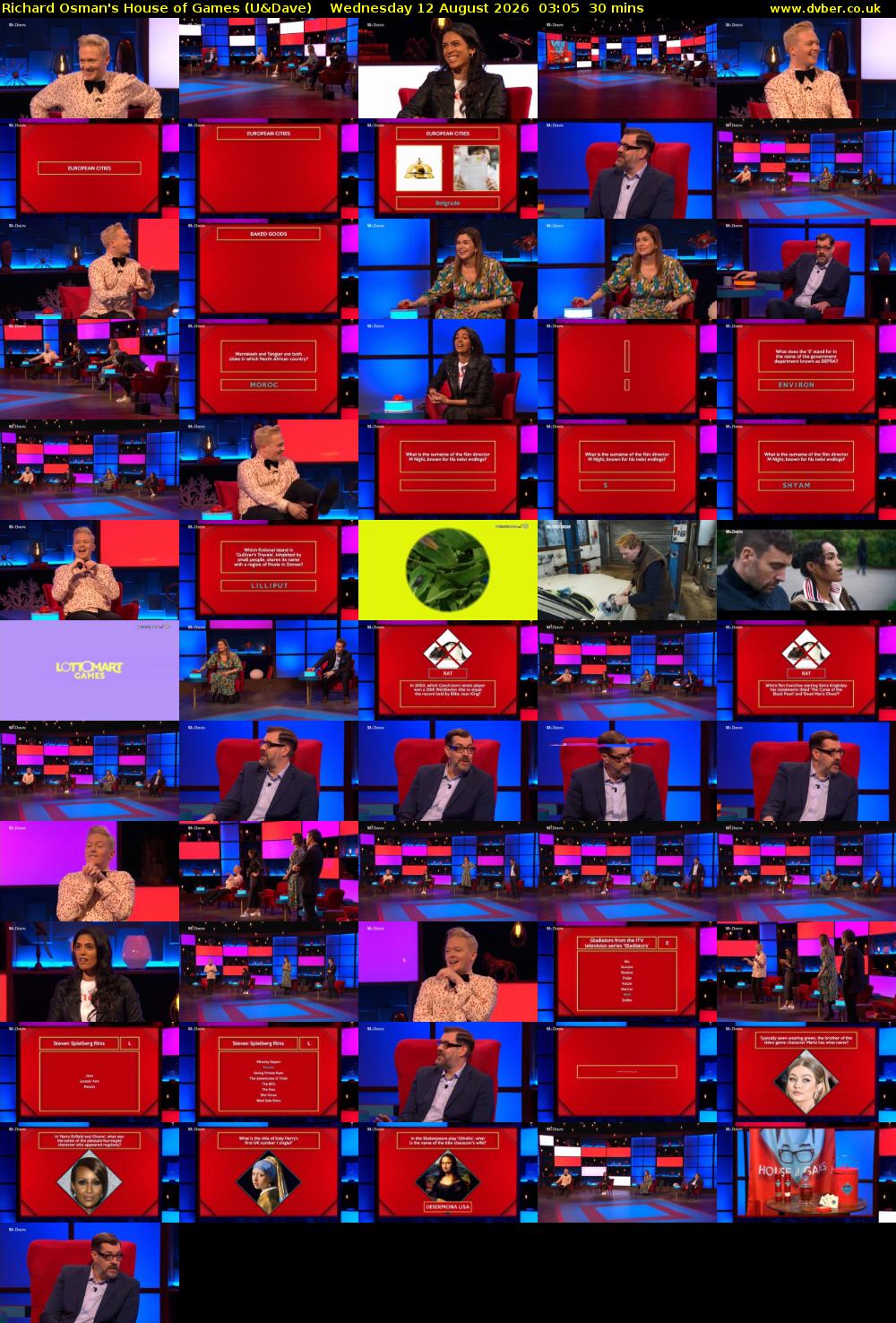 Richard Osman's House of Games (U&Dave) Wednesday 12 August 2026 03:05 - 03:35