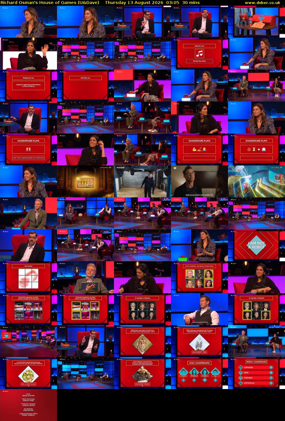 Richard Osman's House of Games (U&Dave) Thursday 13 August 2026 03:05 - 03:35