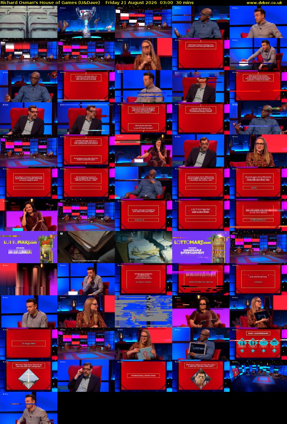 Richard Osman's House of Games (U&Dave) Friday 21 August 2026 03:00 - 03:30