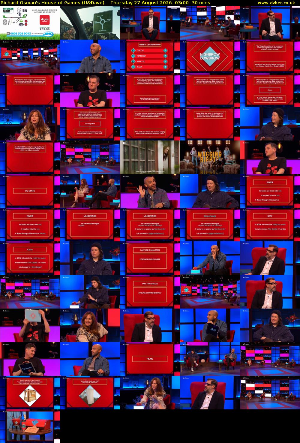 Richard Osman's House of Games (U&Dave) Thursday 27 August 2026 03:00 - 03:30