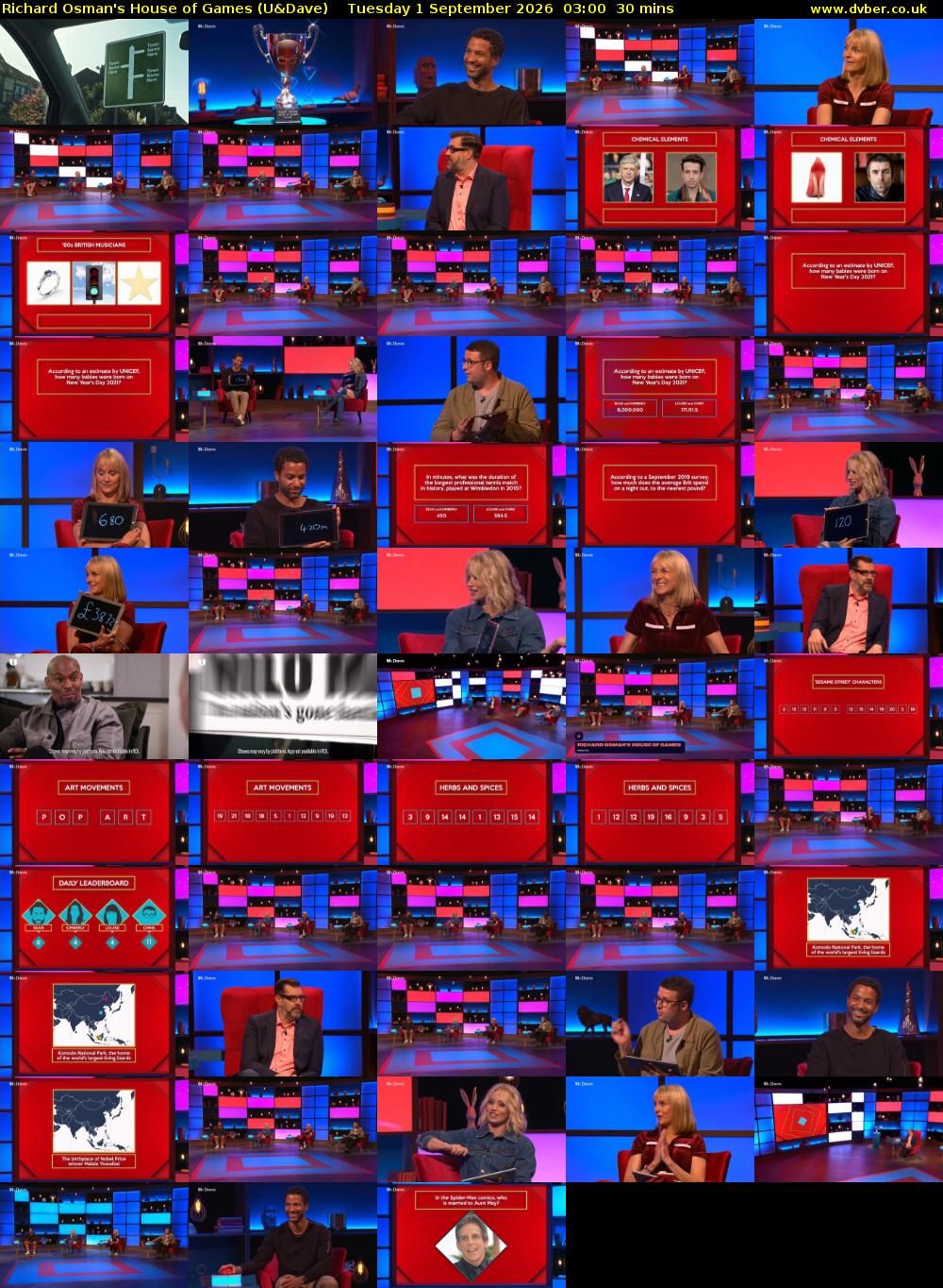 Richard Osman's House of Games (U&Dave) Tuesday 1 September 2026 03:00 - 03:30