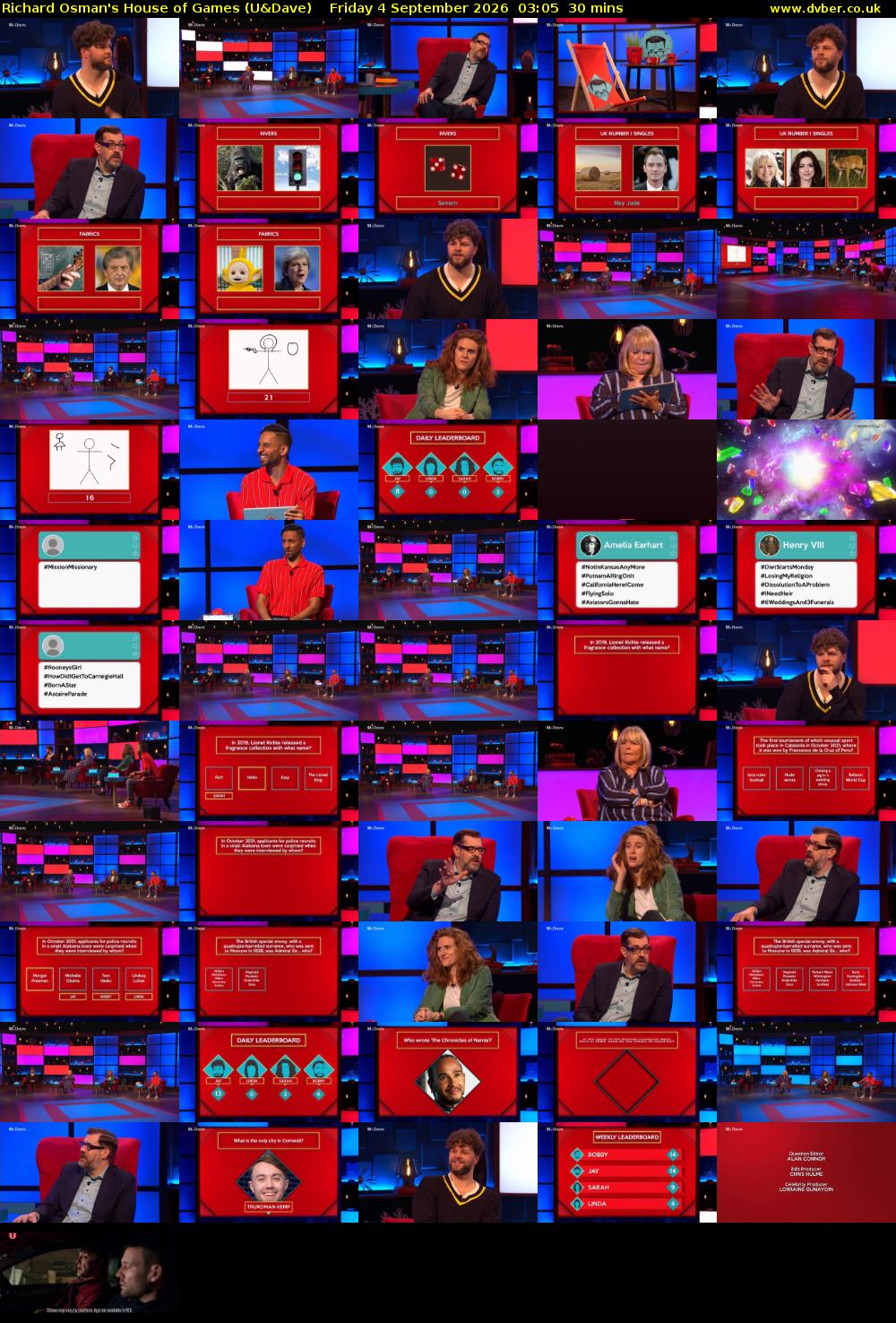 Richard Osman's House of Games (U&Dave) Friday 4 September 2026 03:05 - 03:35