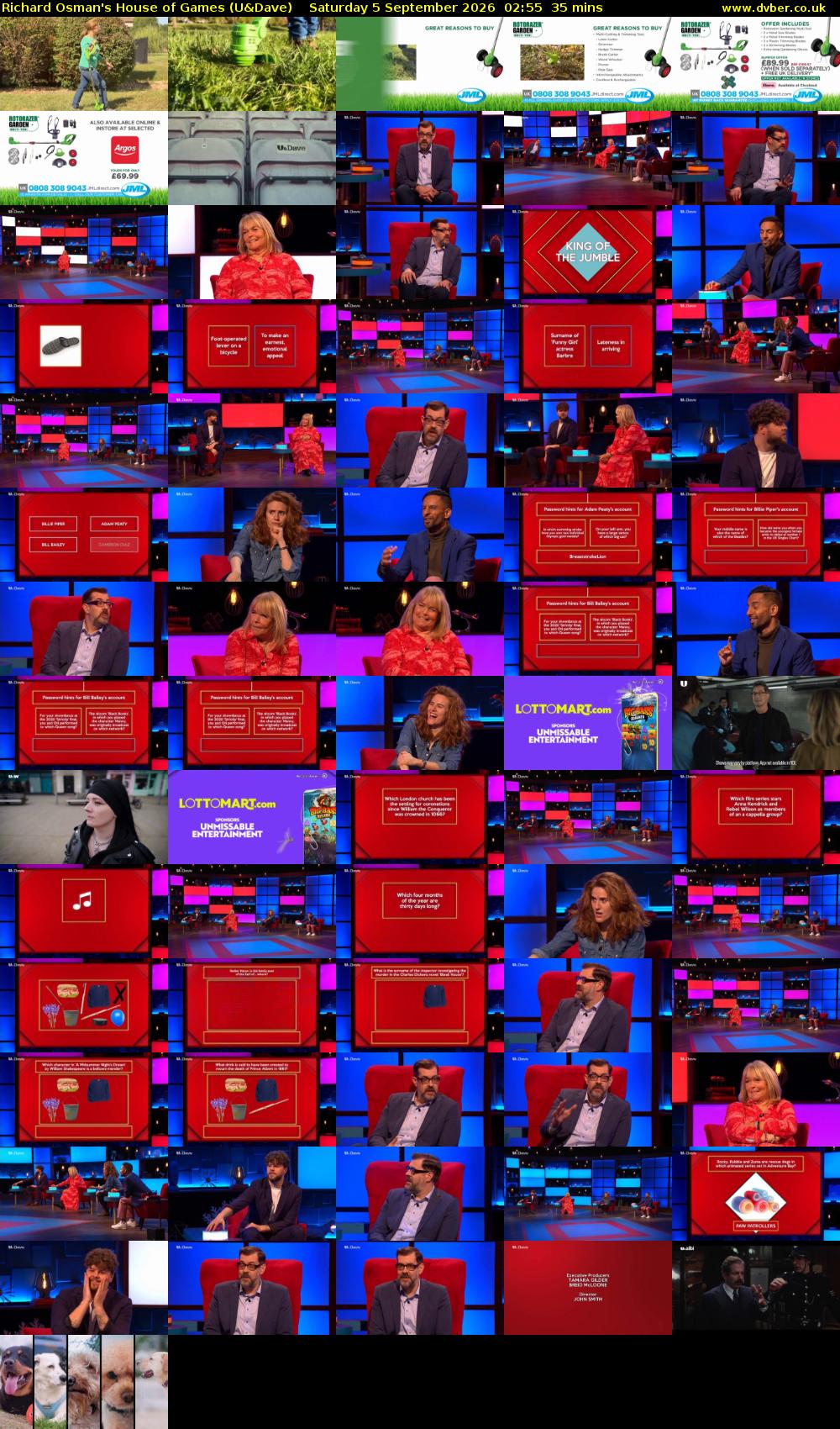 Richard Osman's House of Games (U&Dave) Saturday 5 September 2026 02:55 - 03:30