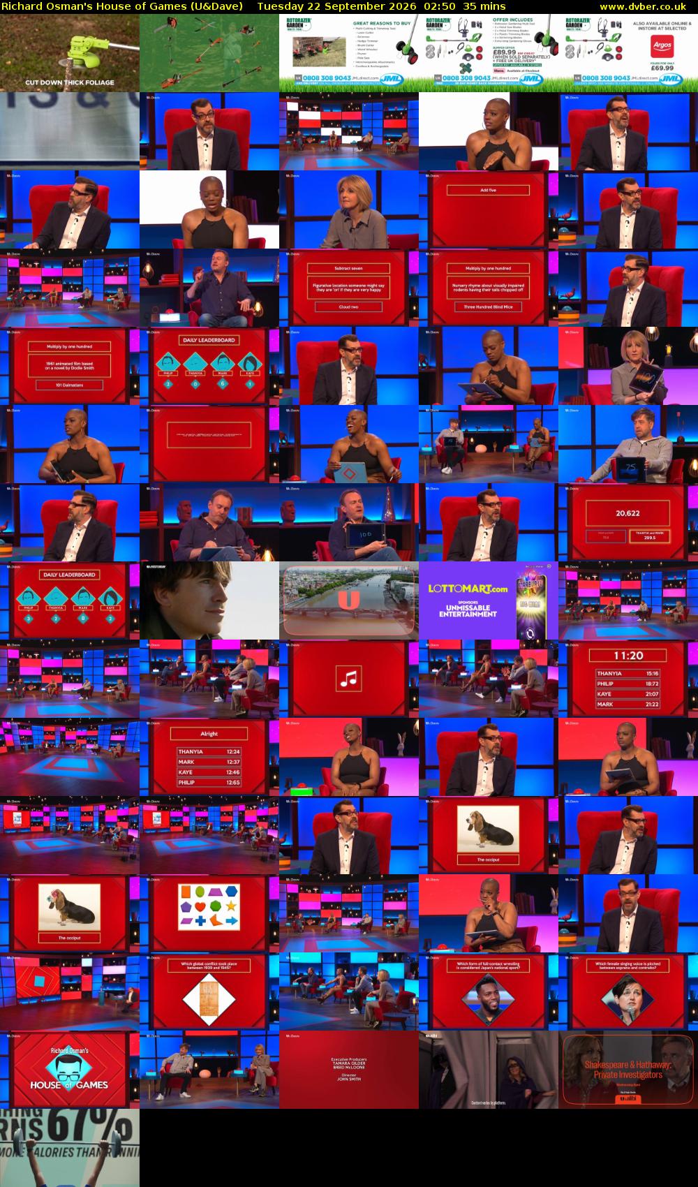 Richard Osman's House of Games (U&Dave) Tuesday 22 September 2026 02:50 - 03:25