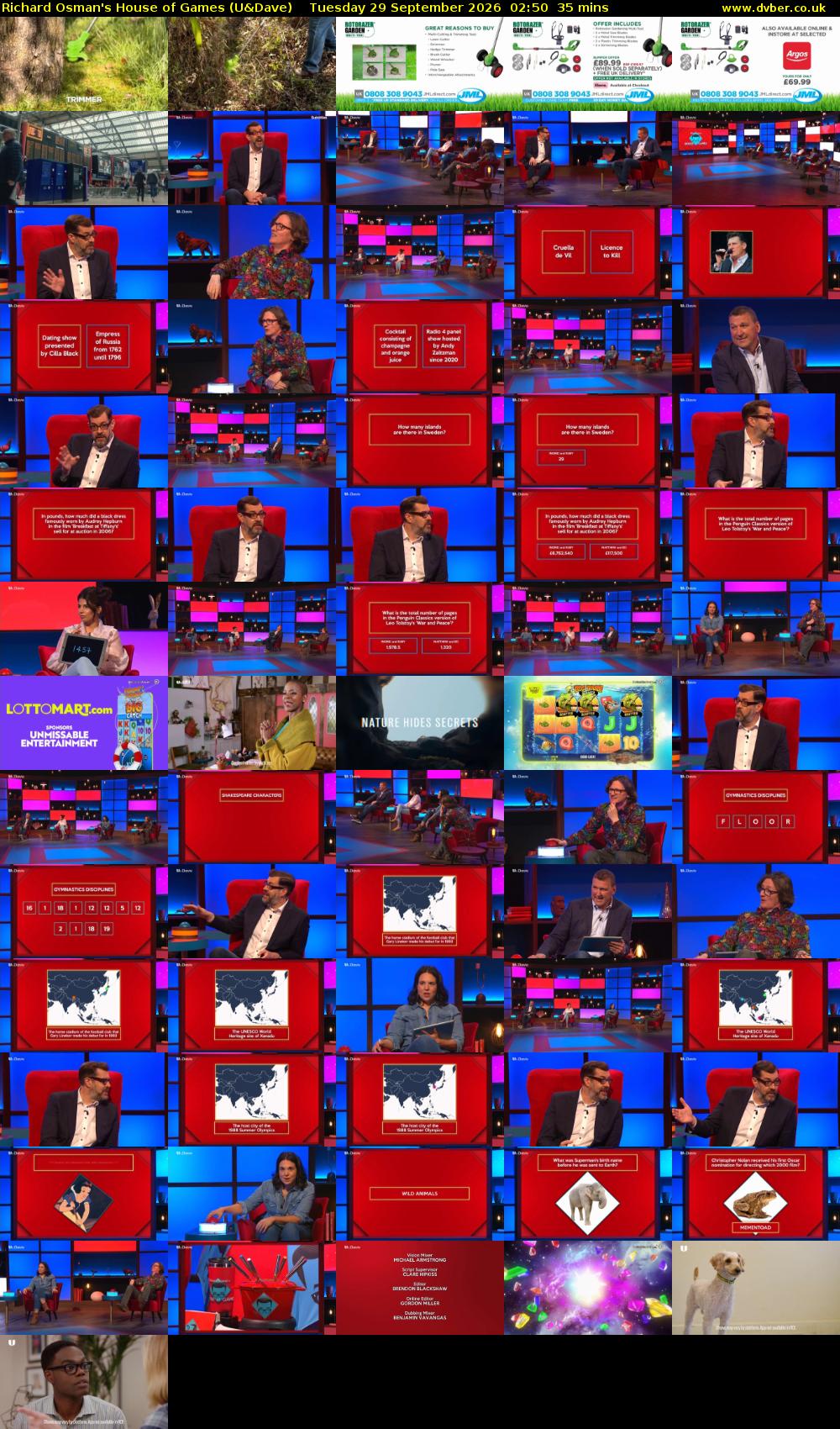 Richard Osman's House of Games (U&Dave) Tuesday 29 September 2026 02:50 - 03:25