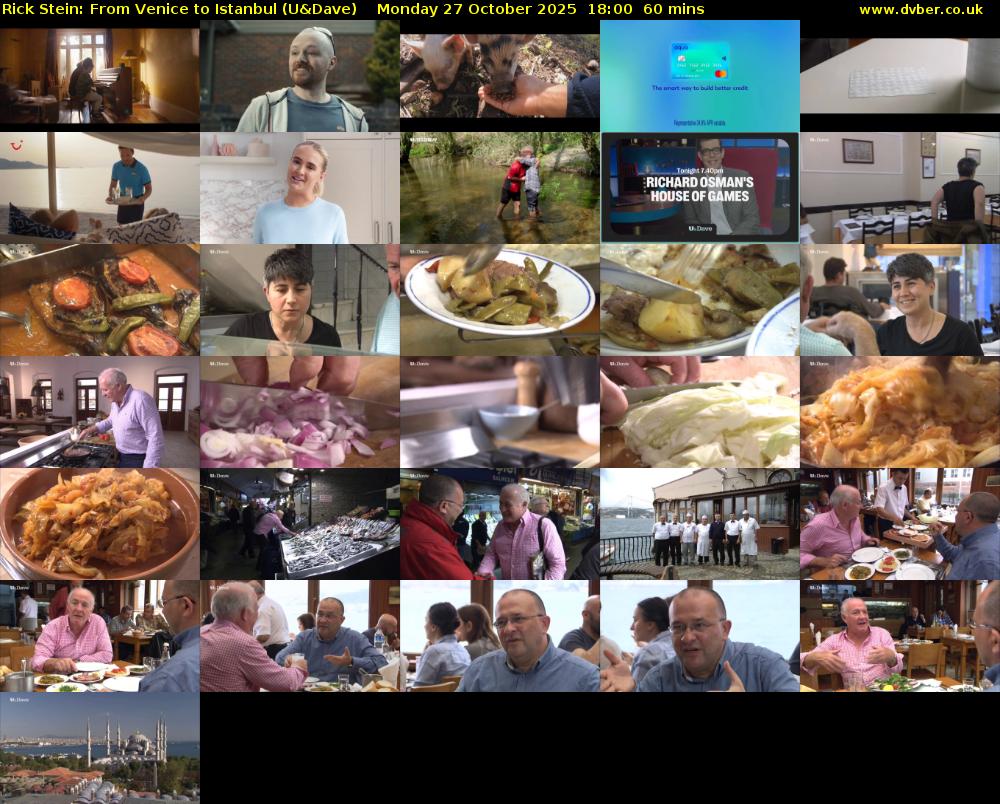 Rick Stein: From Venice to Istanbul (U&Dave) Monday 27 October 2025 18:00 - 19:00