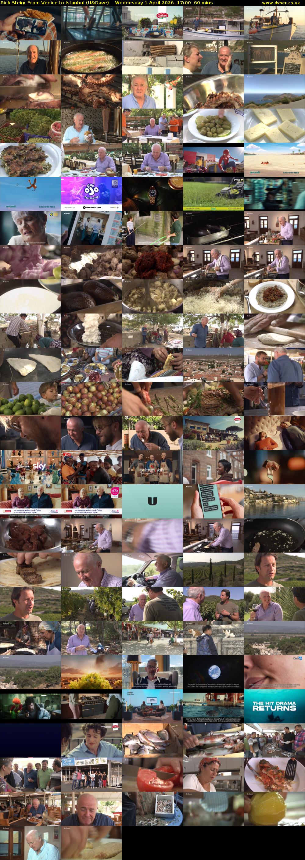 Rick Stein: From Venice to Istanbul (U&Dave) Wednesday 1 April 2026 17:00 - 18:00
