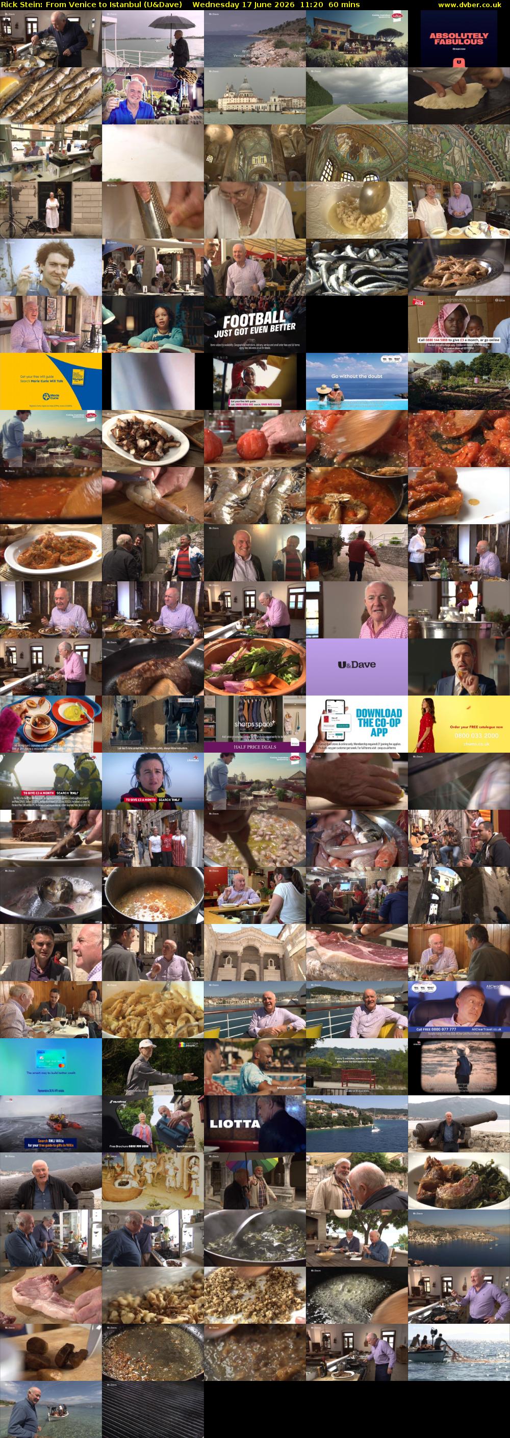 Rick Stein: From Venice to Istanbul (U&Dave) Wednesday 17 June 2026 11:20 - 12:20