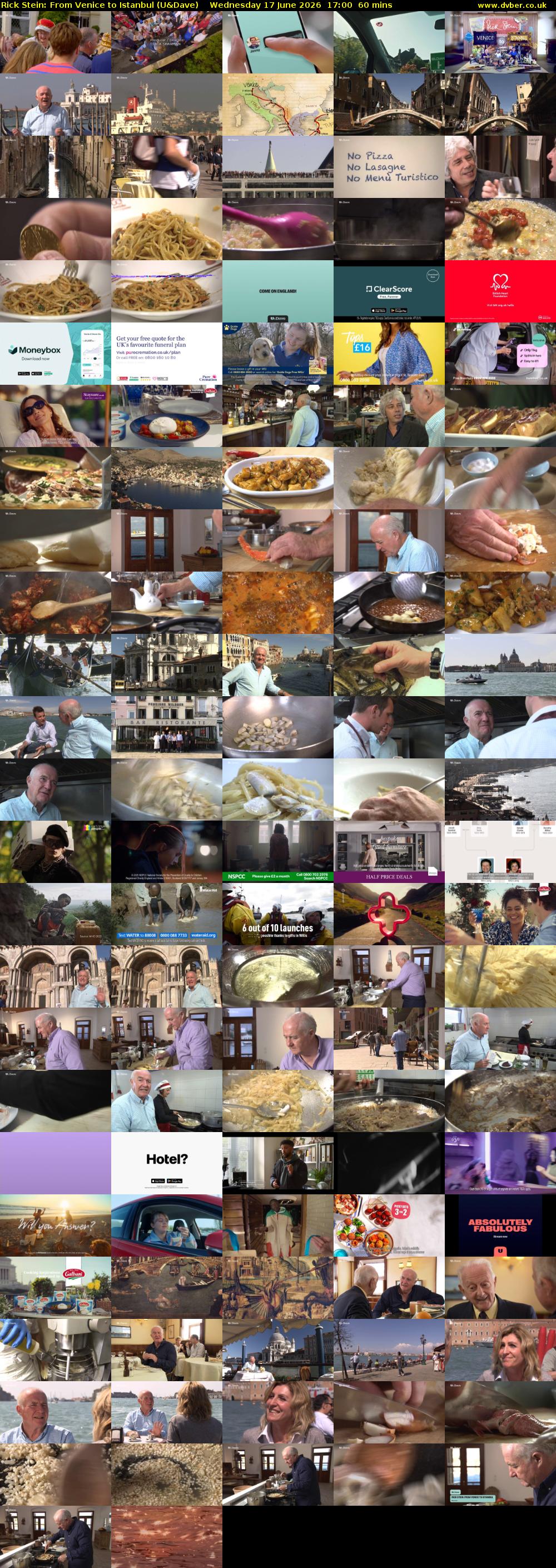 Rick Stein: From Venice to Istanbul (U&Dave) Wednesday 17 June 2026 17:00 - 18:00
