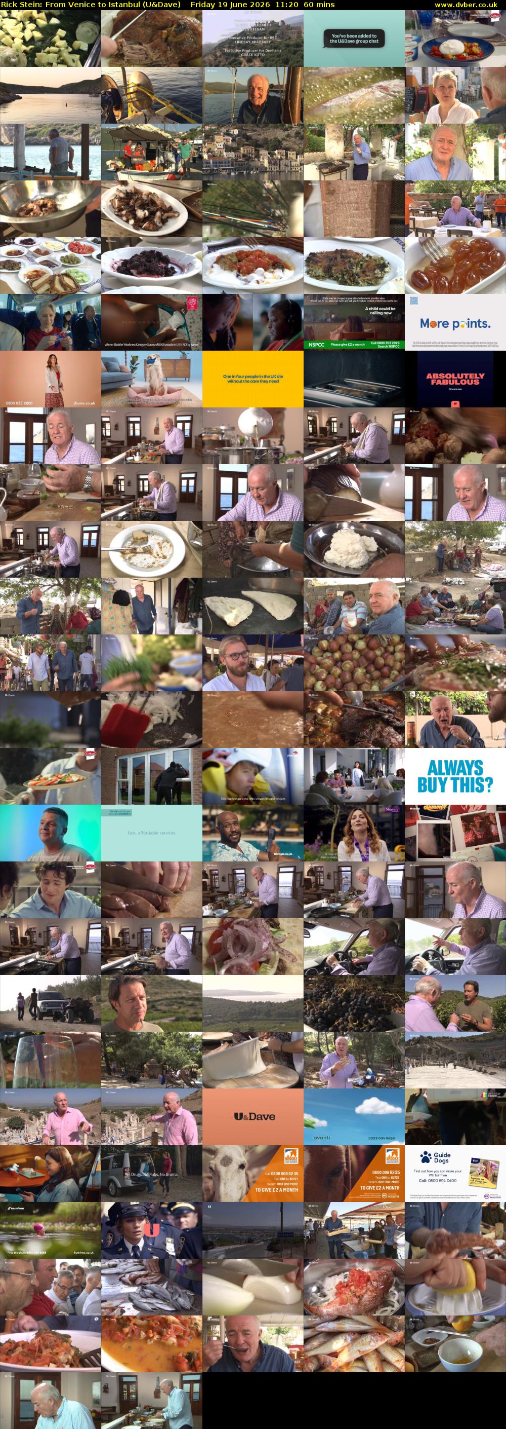 Rick Stein: From Venice to Istanbul (U&Dave) Friday 19 June 2026 11:20 - 12:20
