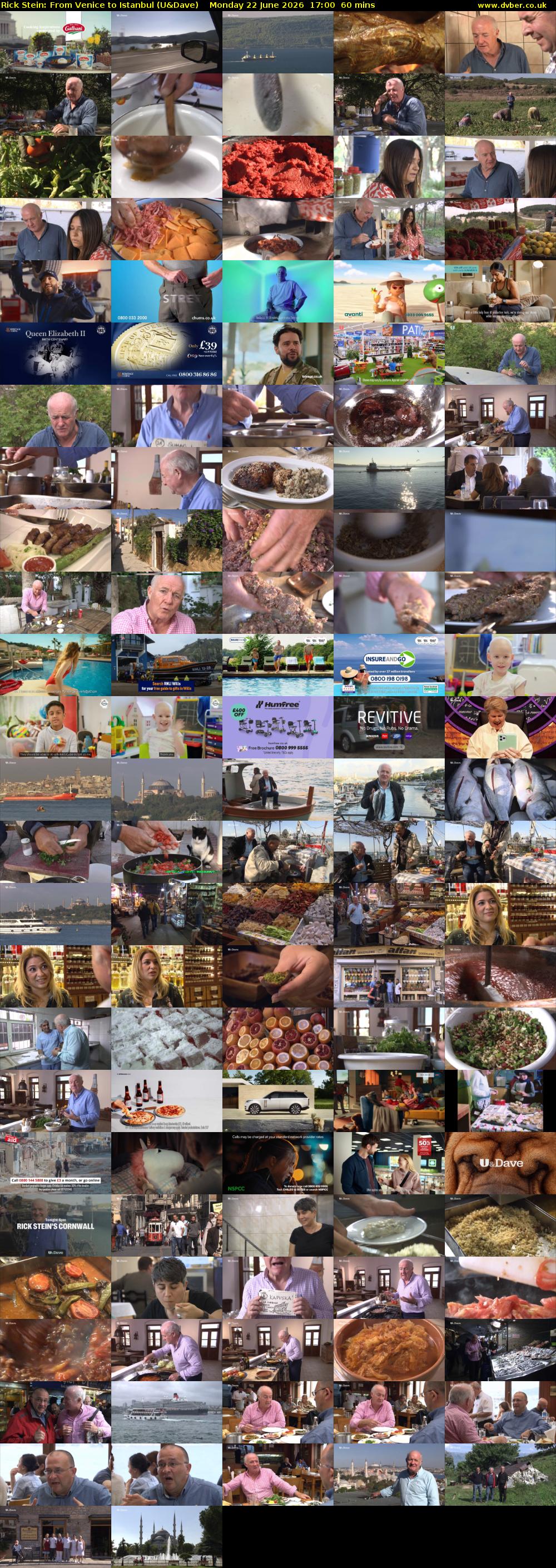 Rick Stein: From Venice to Istanbul (U&Dave) Monday 22 June 2026 17:00 - 18:00