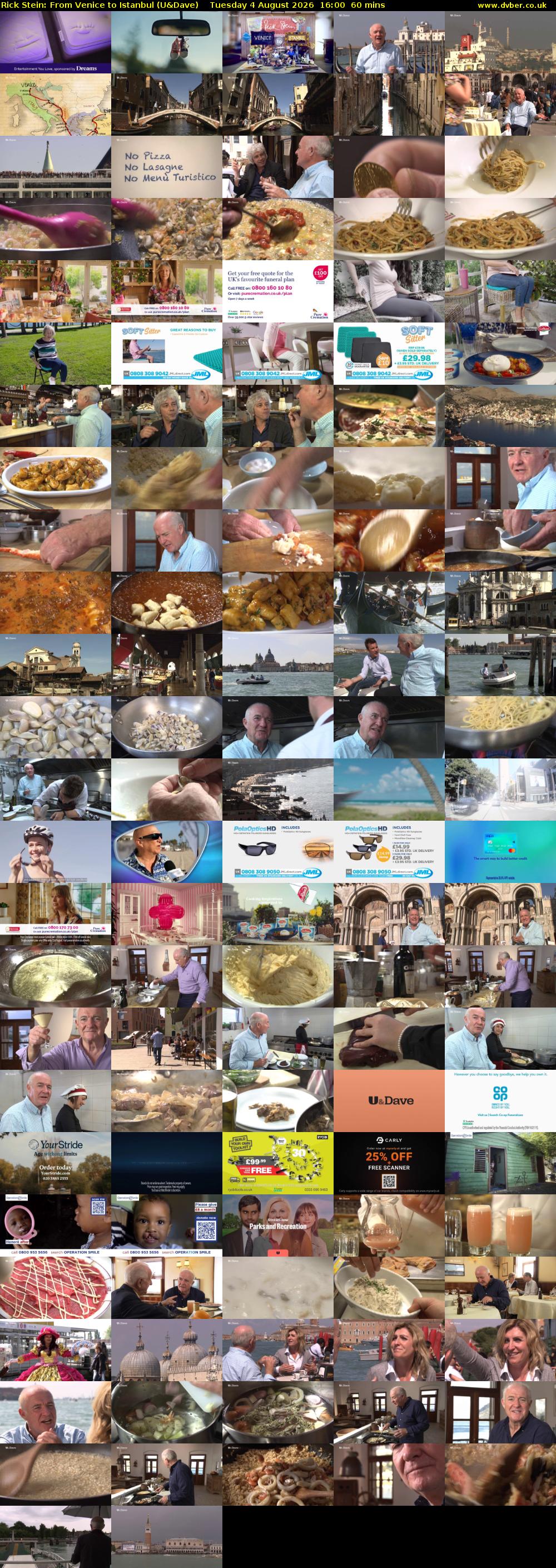 Rick Stein: From Venice to Istanbul (U&Dave) Tuesday 4 August 2026 16:00 - 17:00
