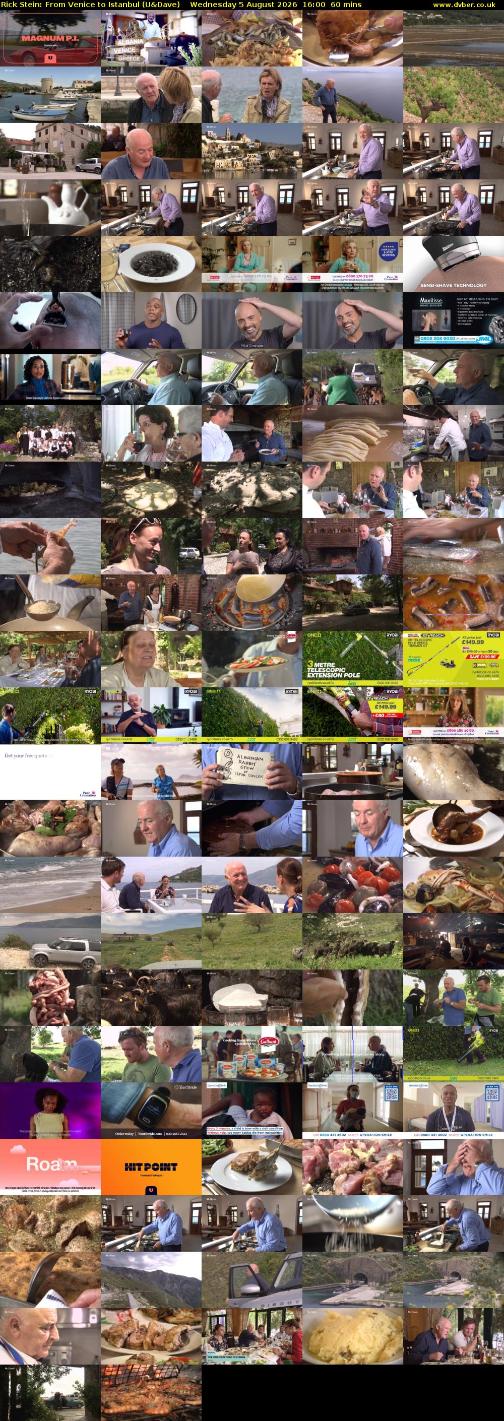 Rick Stein: From Venice to Istanbul (U&Dave) Wednesday 5 August 2026 16:00 - 17:00