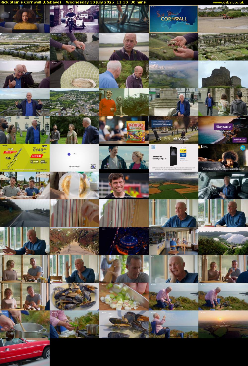 Rick Stein's Cornwall (U&Dave) Wednesday 30 July 2025 11:30 - 12:00