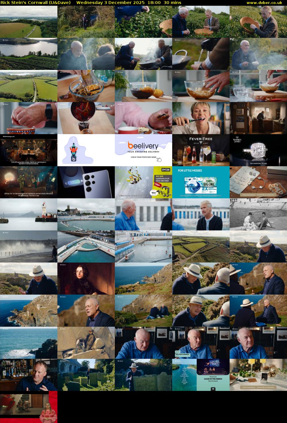 Rick Stein's Cornwall (U&Dave) Wednesday 3 December 2025 18:00 - 18:30
