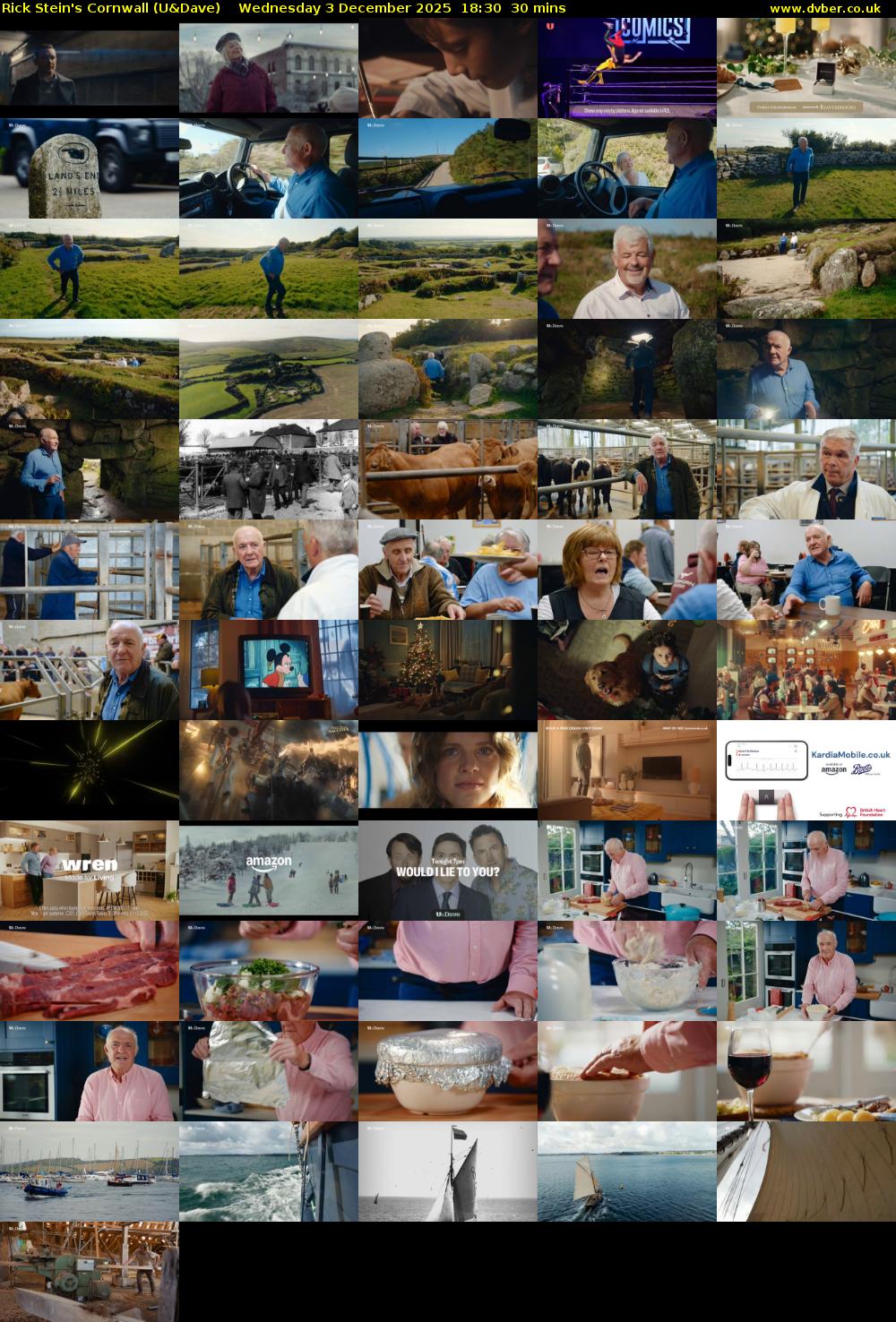 Rick Stein's Cornwall (U&Dave) Wednesday 3 December 2025 18:30 - 19:00