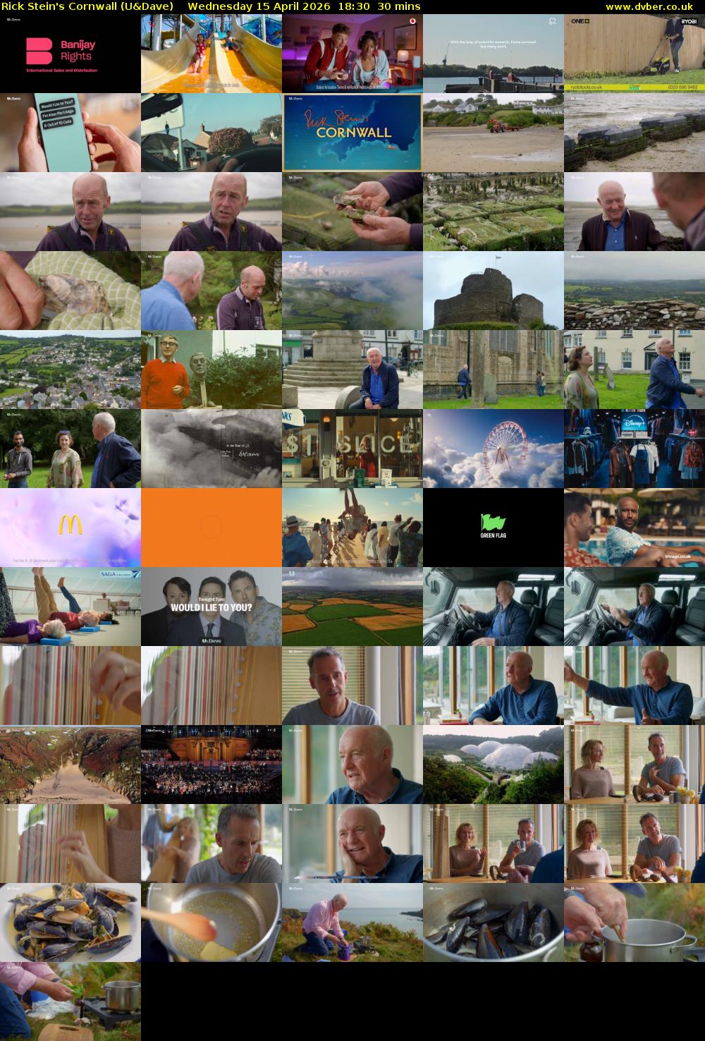 Rick Stein's Cornwall (U&Dave) Wednesday 15 April 2026 18:30 - 19:00