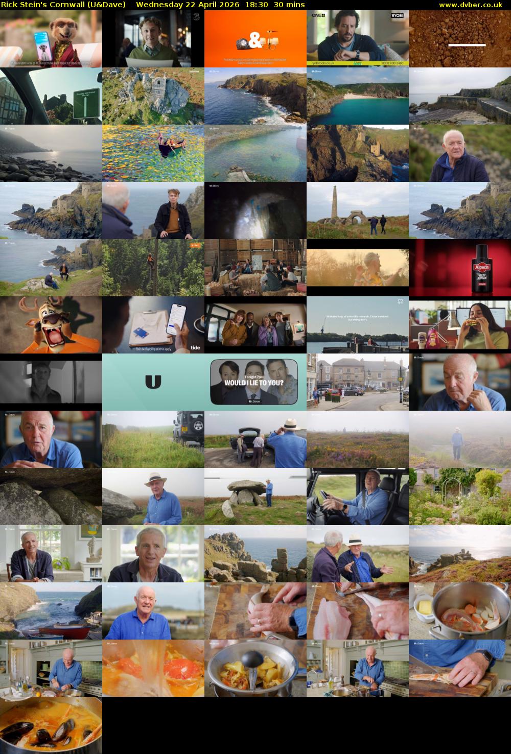 Rick Stein's Cornwall (U&Dave) Wednesday 22 April 2026 18:30 - 19:00