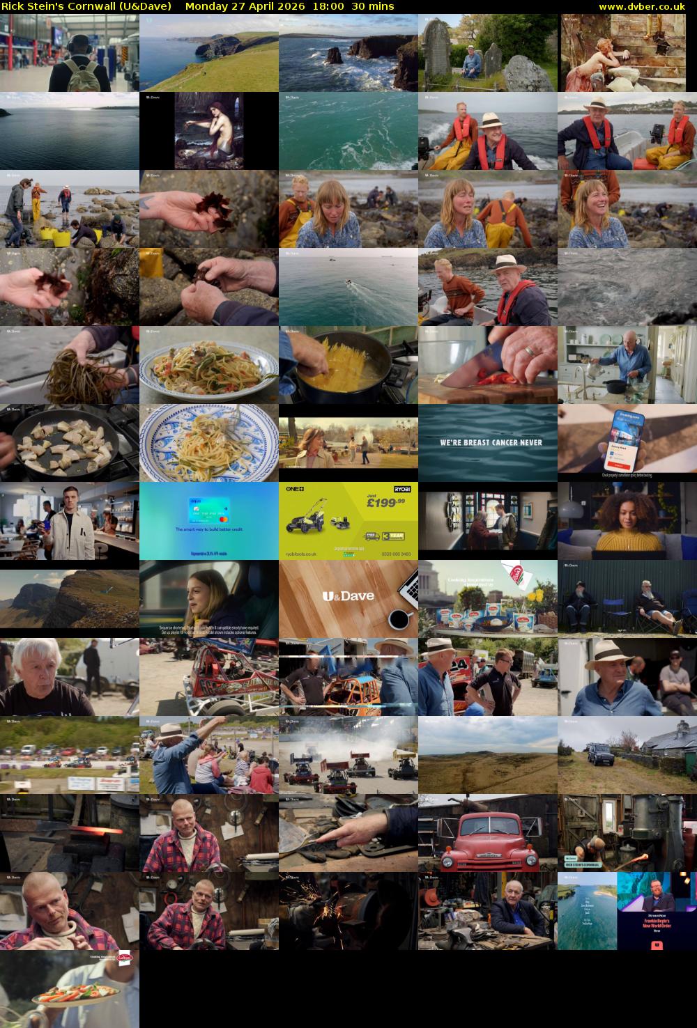 Rick Stein's Cornwall (U&Dave) Monday 27 April 2026 18:00 - 18:30