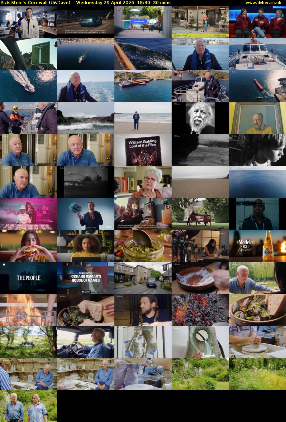 Rick Stein's Cornwall (U&Dave) Wednesday 29 April 2026 18:30 - 19:00