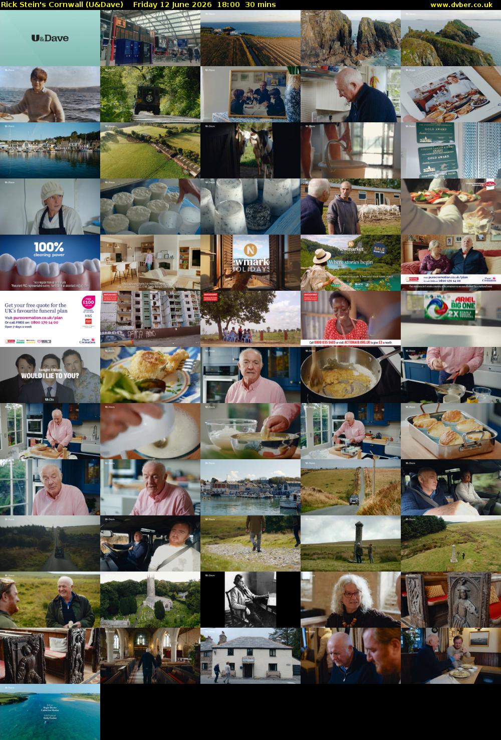 Rick Stein's Cornwall (U&Dave) Friday 12 June 2026 18:00 - 18:30