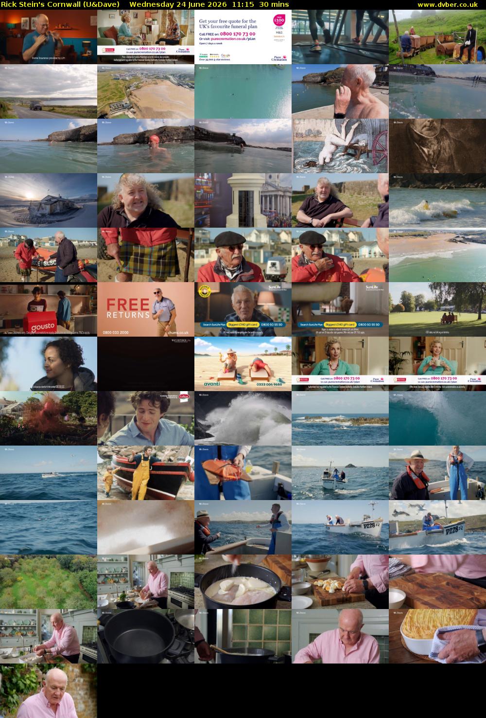Rick Stein's Cornwall (U&Dave) Wednesday 24 June 2026 11:15 - 11:45
