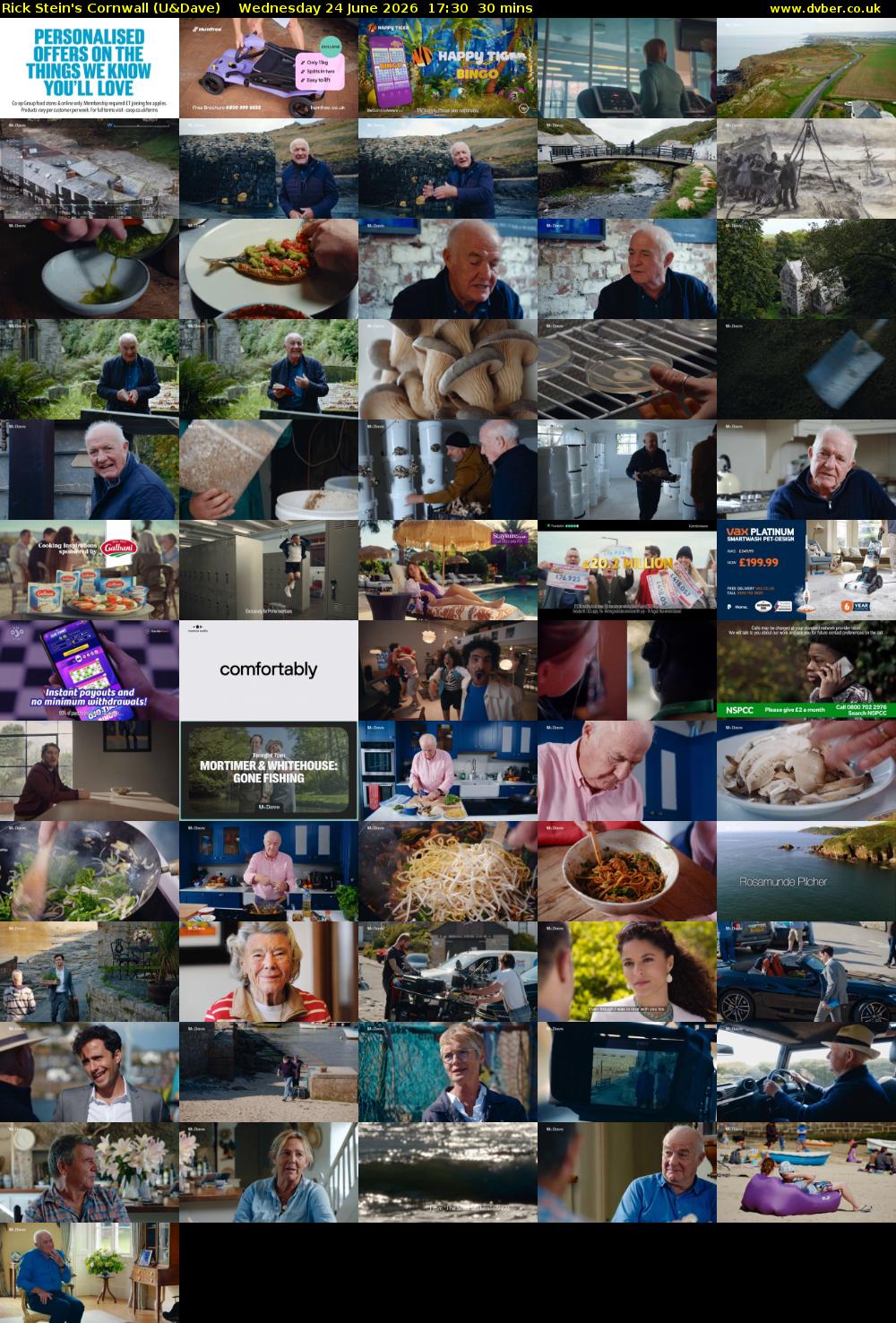 Rick Stein's Cornwall (U&Dave) Wednesday 24 June 2026 17:30 - 18:00