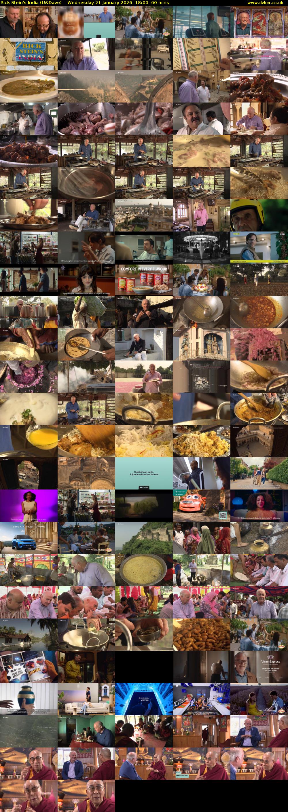 Rick Stein's India (U&Dave) Wednesday 21 January 2026 18:00 - 19:00
