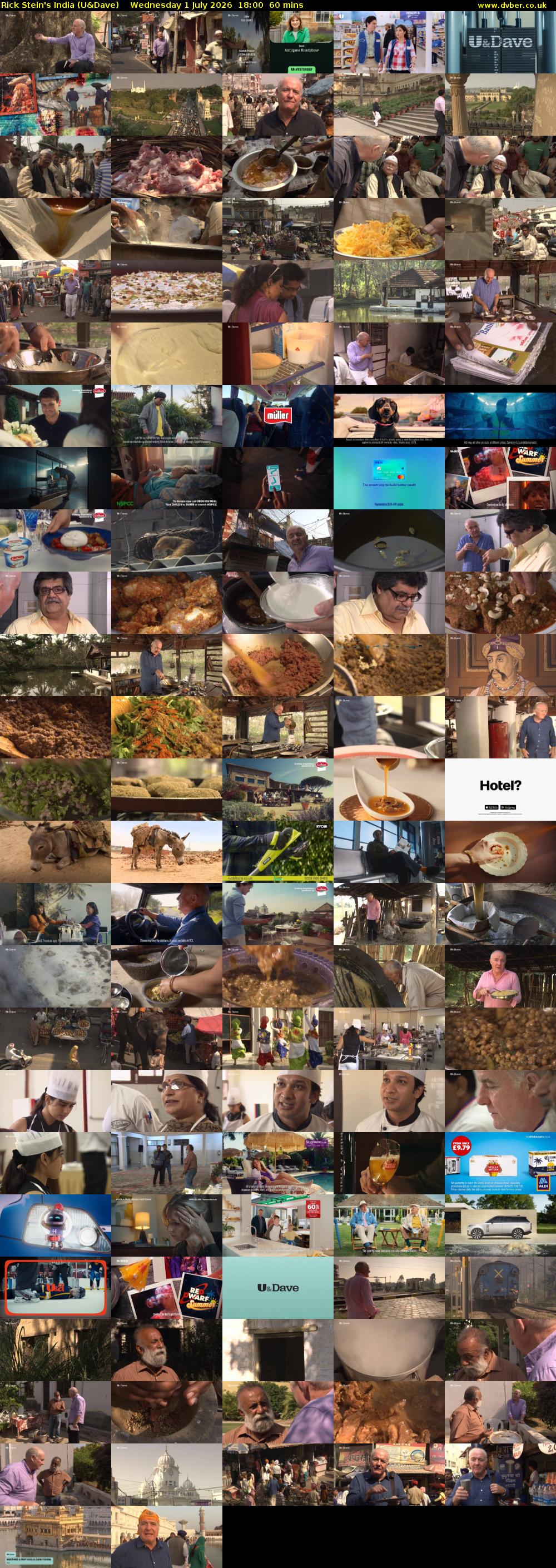 Rick Stein's India (U&Dave) Wednesday 1 July 2026 18:00 - 19:00