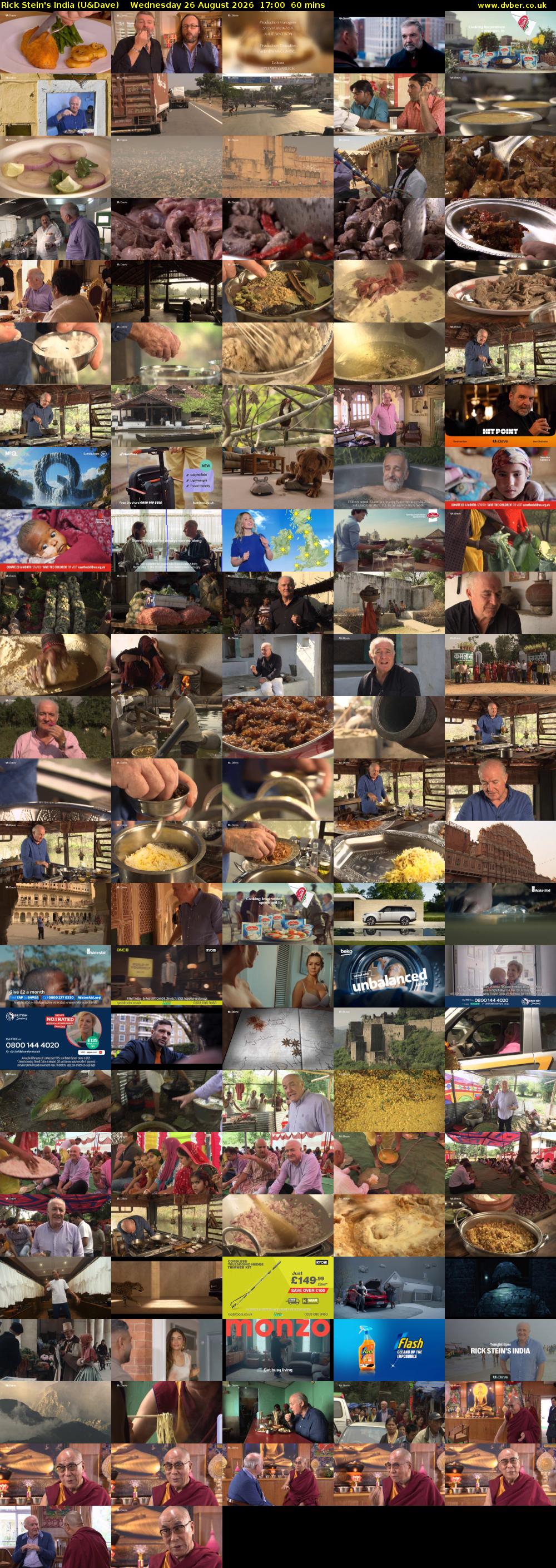 Rick Stein's India (U&Dave) Wednesday 26 August 2026 17:00 - 18:00