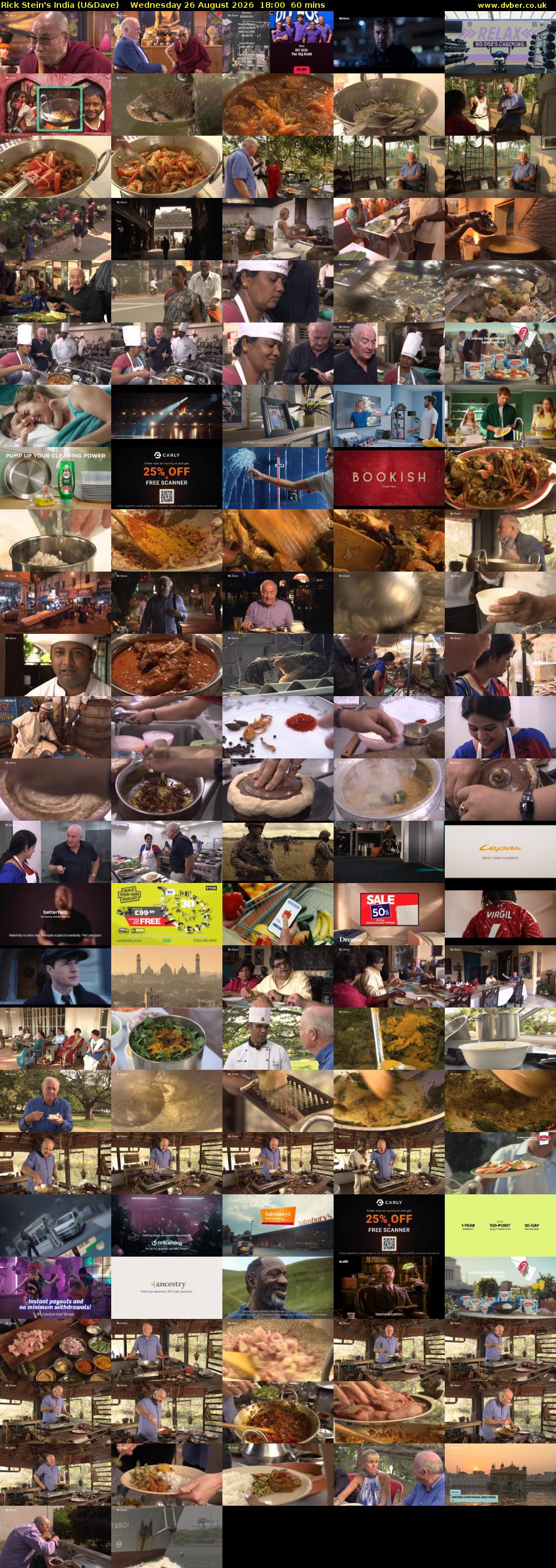 Rick Stein's India (U&Dave) Wednesday 26 August 2026 18:00 - 19:00