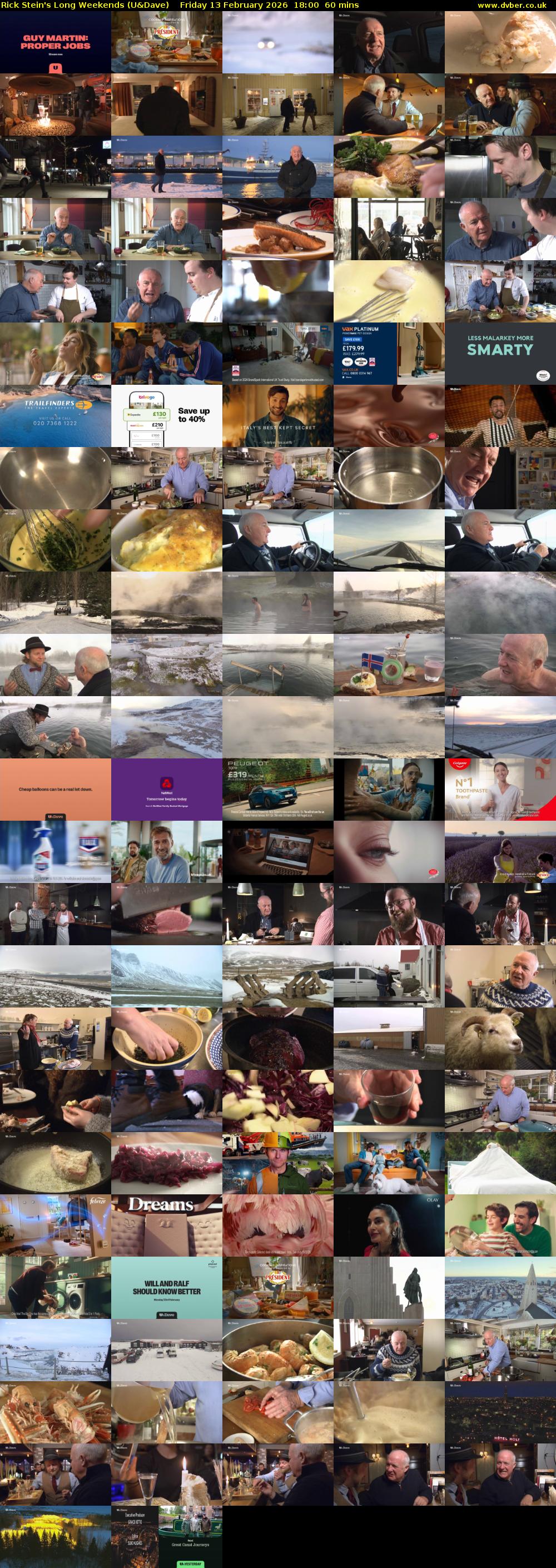 Rick Stein's Long Weekends (U&Dave) Friday 13 February 2026 18:00 - 19:00