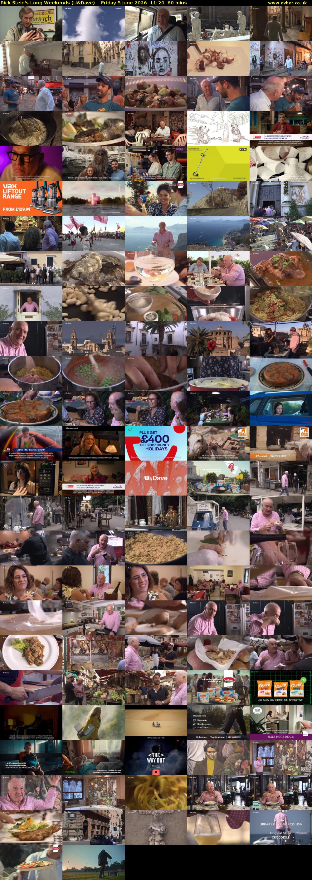 Rick Stein's Long Weekends (U&Dave) Friday 5 June 2026 11:20 - 12:20