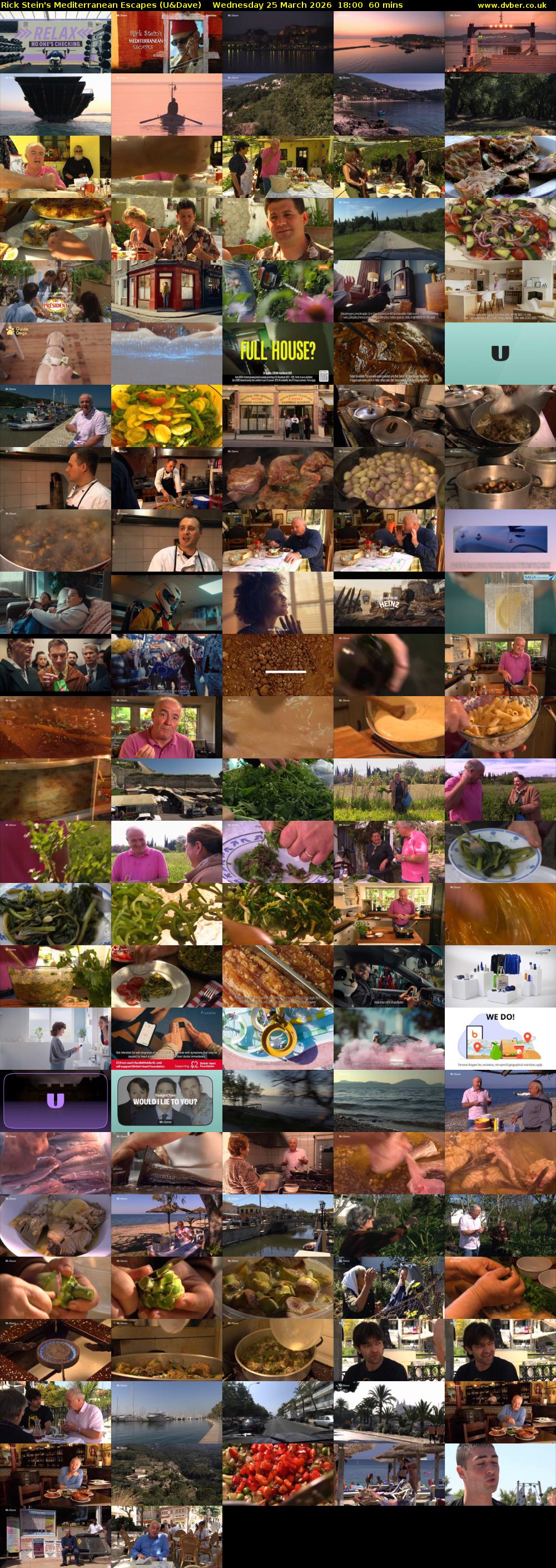 Rick Stein's Mediterranean Escapes (U&Dave) Wednesday 25 March 2026 18:00 - 19:00