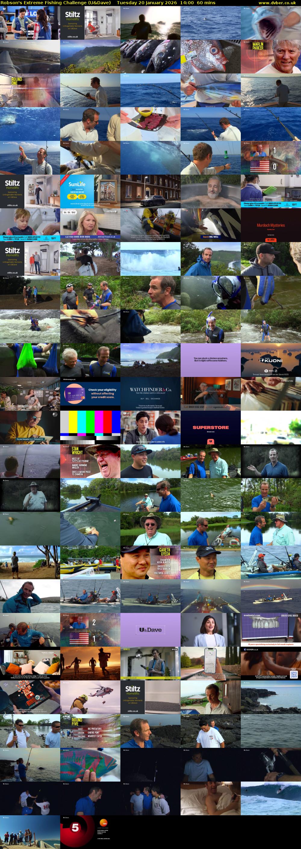 Robson's Extreme Fishing Challenge (U&Dave) Tuesday 20 January 2026 14:00 - 15:00