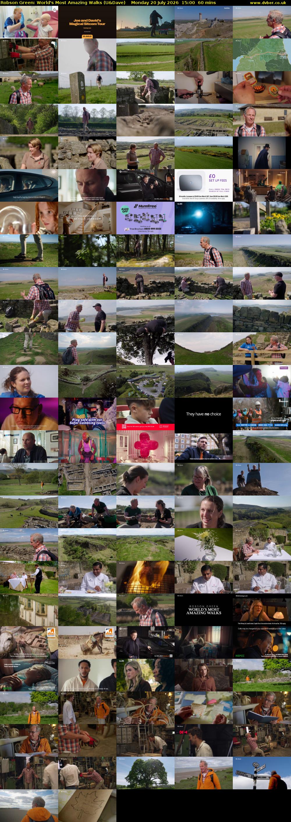 Robson Green: World's Most Amazing Walks (U&Dave) Monday 20 July 2026 15:00 - 16:00