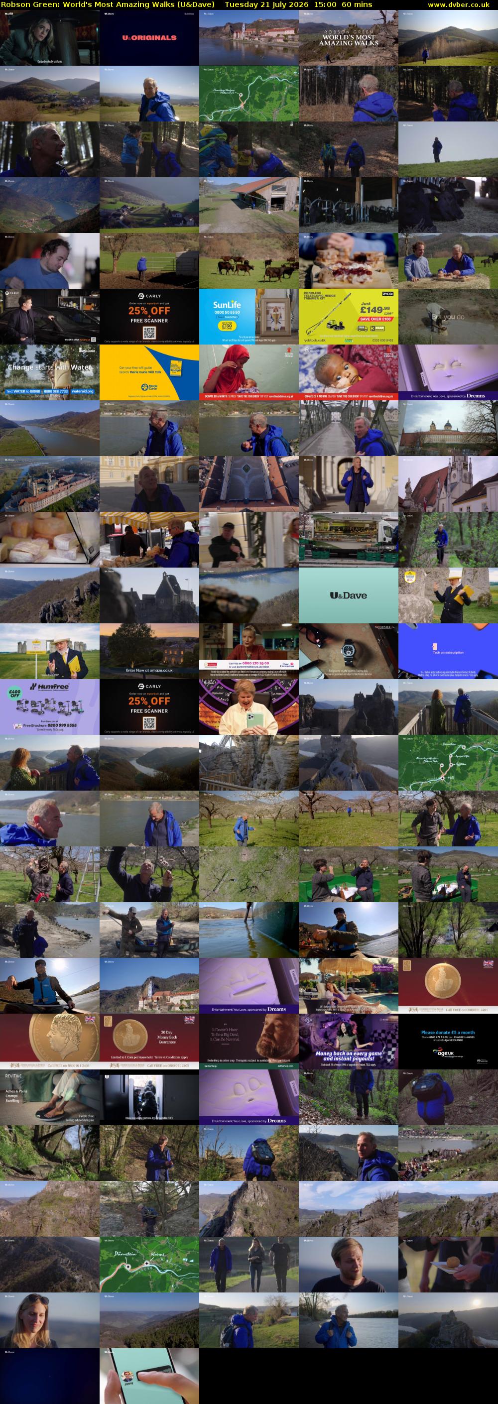 Robson Green: World's Most Amazing Walks (U&Dave) Tuesday 21 July 2026 15:00 - 16:00