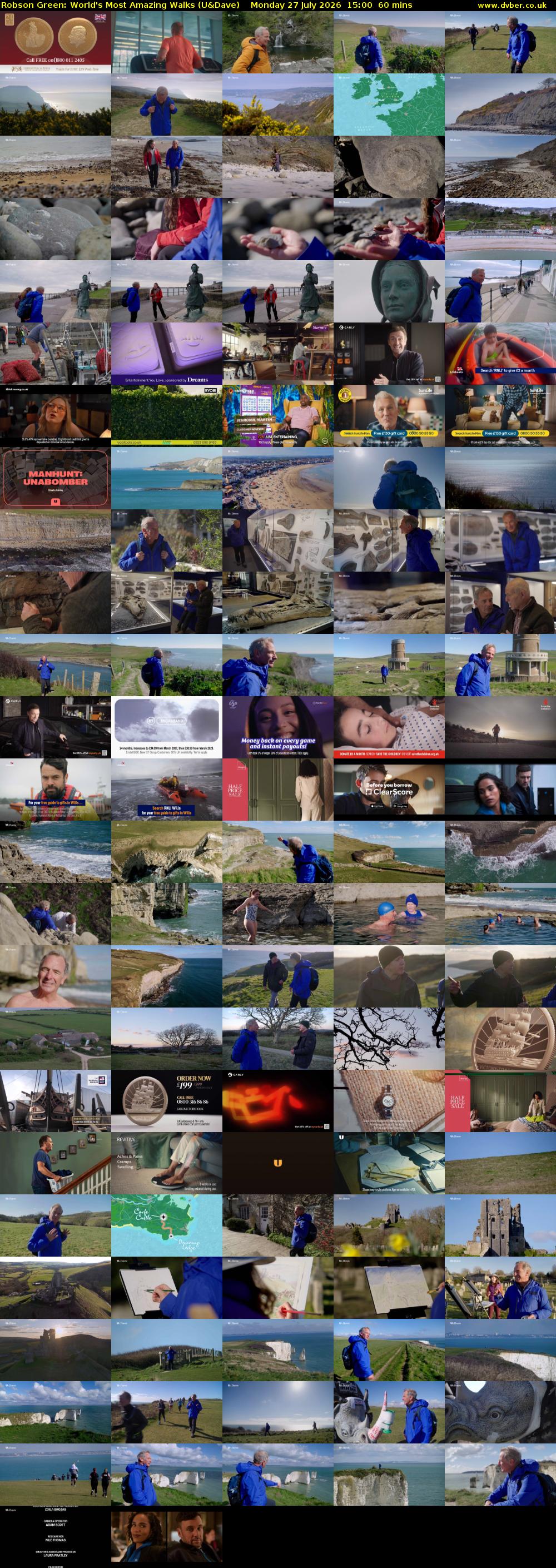 Robson Green: World's Most Amazing Walks (U&Dave) Monday 27 July 2026 15:00 - 16:00