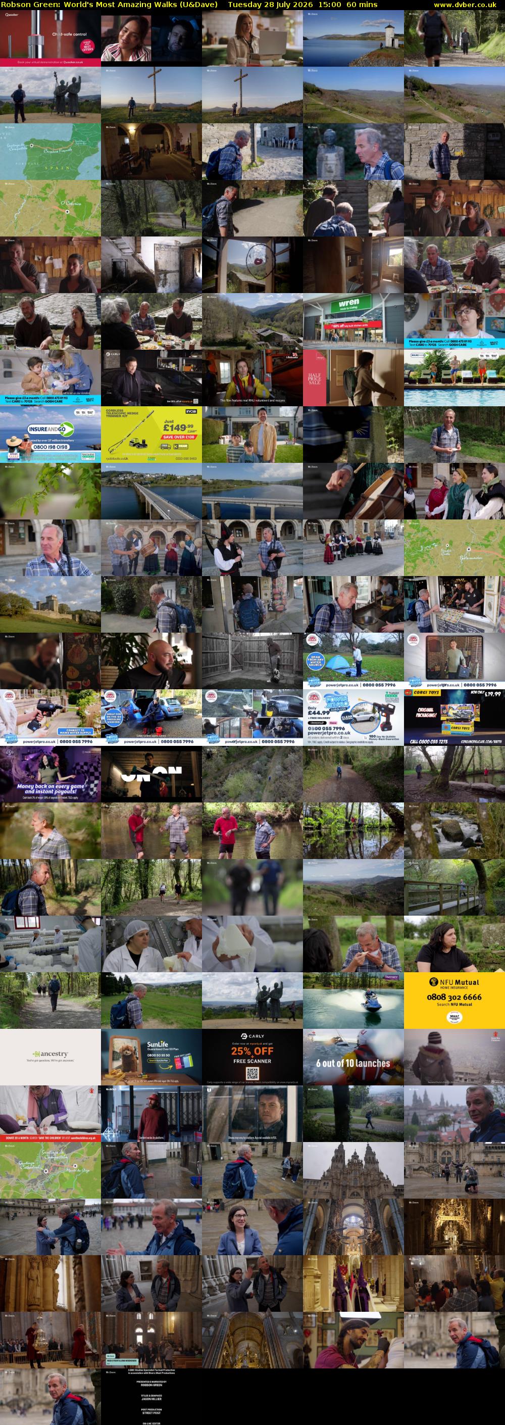 Robson Green: World's Most Amazing Walks (U&Dave) Tuesday 28 July 2026 15:00 - 16:00