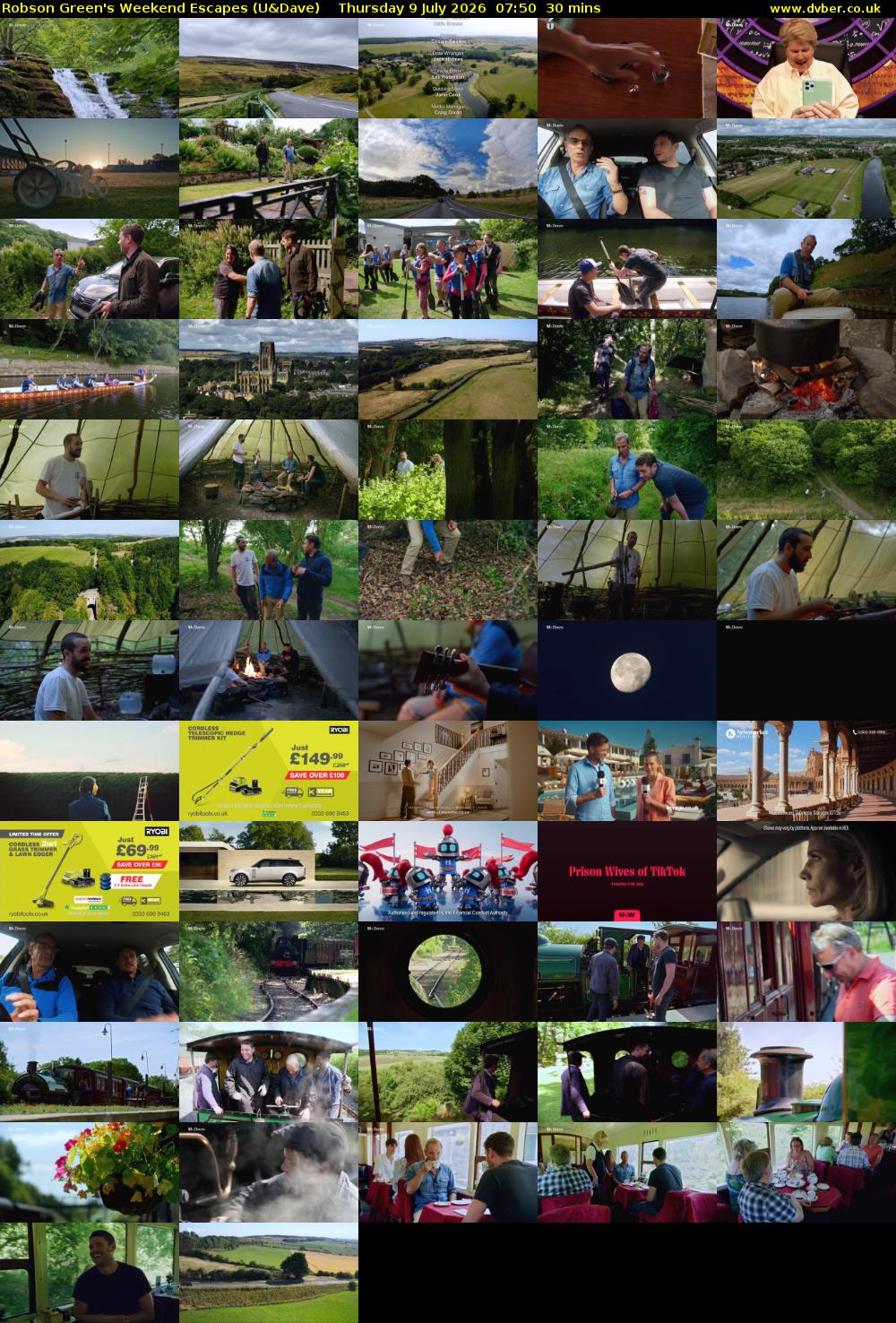 Robson Green's Weekend Escapes (U&Dave) Thursday 9 July 2026 07:50 - 08:20