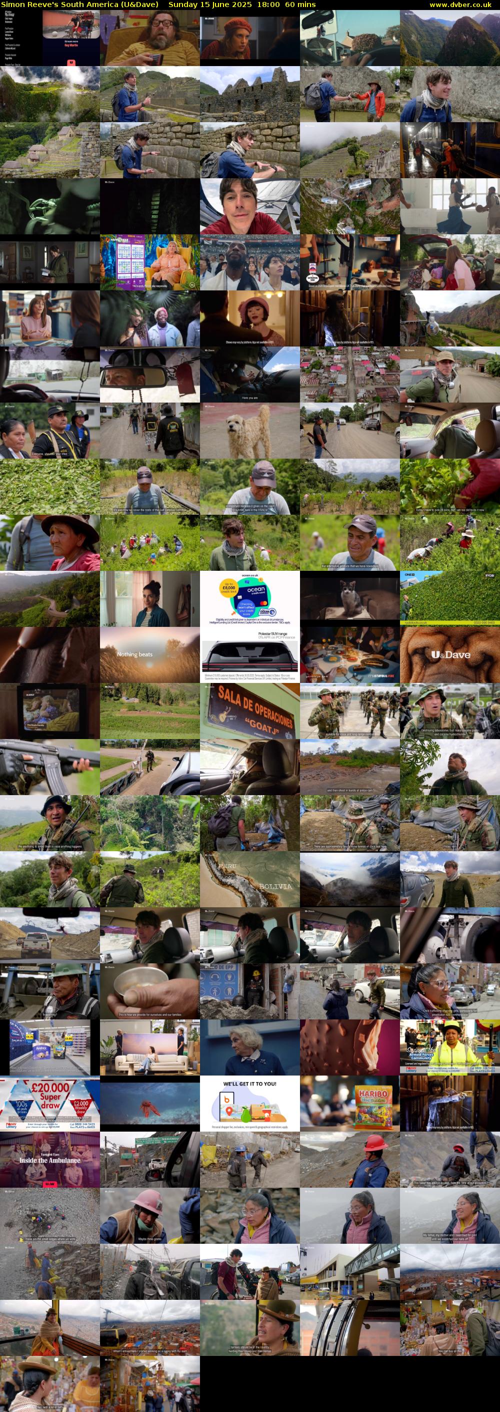 Simon Reeve's South America (U&Dave) Sunday 15 June 2025 18:00 - 19:00